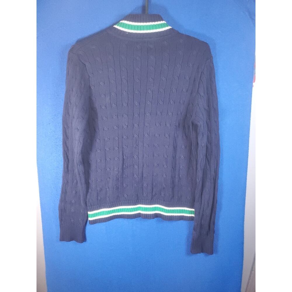 LRL Lauren Active Ralph Lauren Women's L Navy Blue Cable Knit Full Zip Sweater - Picture 5 of 16